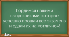 Гордимся нашими выпускниками, которые успешно прошли все экзамены и сдали их на «отлично»!