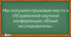 Мы получили призовые места в VIII районной научной конференции «Юный исследователь»