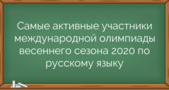 Самые активные участники международной олимпиады весеннего сезона 2020 по русскому языку